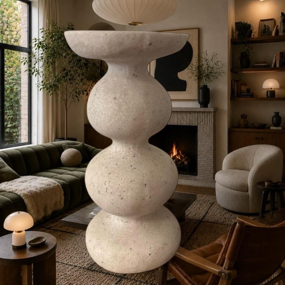 White stone styled candle holder